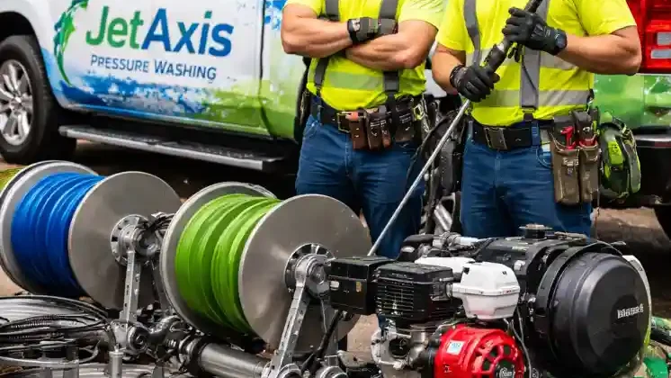 Awning cleaning service removing mold and staining from canvas storefront awning in Columbia SC